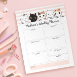 Bloc-note Cute Cats Planificateur hebdomadaire Personnalisé<br><div class="desc">Personnalisez facilement ce bloc-notes quotidien avec votre nom et vos titres personnalisés. Le design comprend une bande de chatons de dessin animé à la main.</div>