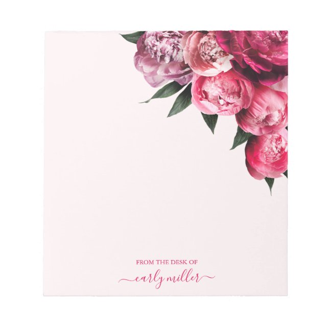 Bloc-note Cute Chic Peony Rose Gras Élégant Floral (Devant)