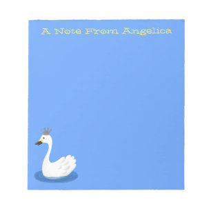 Bloc-note Cute cygne blanc avec dessin de la couronne