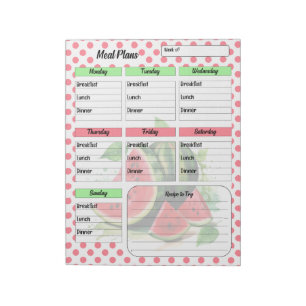 Bloc-note Cute Daily Mouth Waters Watermelon Meal Planner