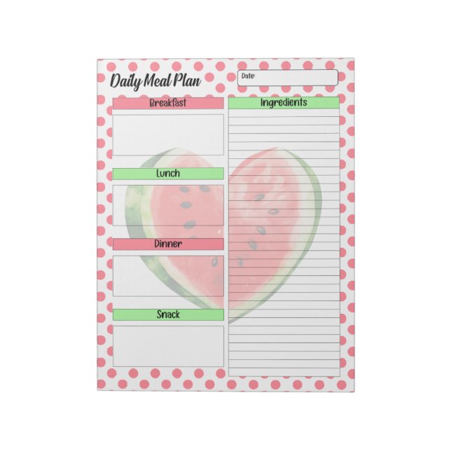 Bloc-note Cute Daily Mouth Waters Watermelon Meal Planner (Tourné)