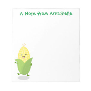 Bloc-note Cute dancing kawaii corn cob cartoon illustration