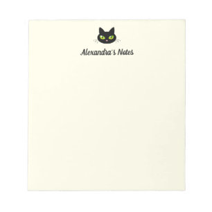 Bloc-note Cute et Cool moderne tête de chat noir personnalis