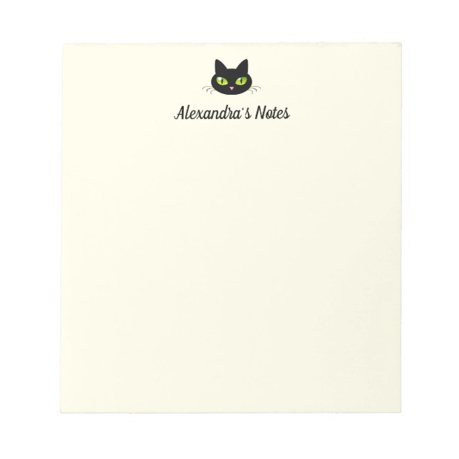 Bloc-note Cute et Cool moderne tête de chat noir personnalis (Devant)