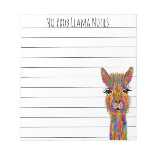 Bloc-note Cute et Funny No Prob Llama Notepad