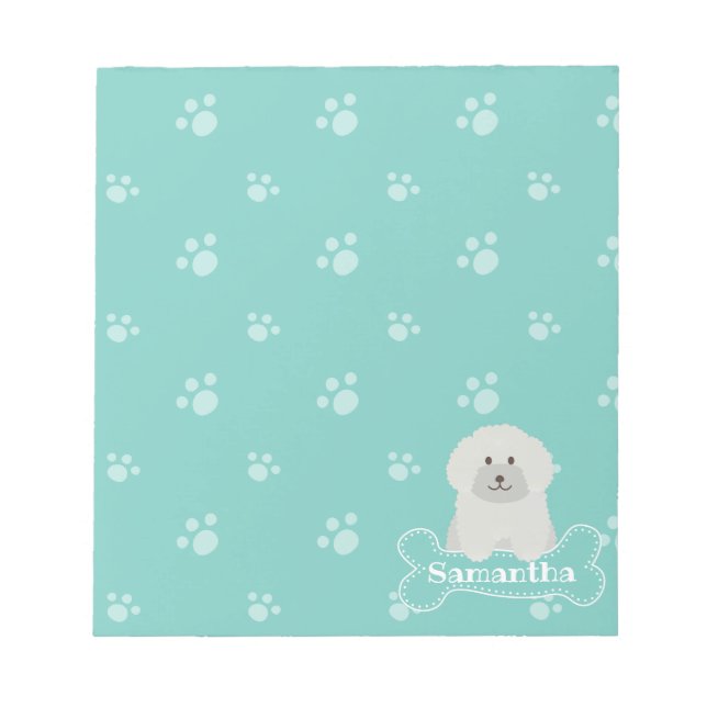 Bloc-note Cute Fluffy Poodle blanc Amoureux des chiens chiot (Devant)