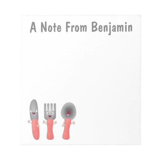 Bloc-note Cute fourche couteau et cuillère dessin de couvert (Devant)