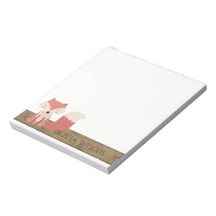 Bloc-note Cute Fox Rustic Wood Forest Créatures Personnalisé