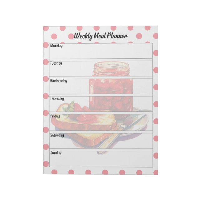 Bloc-note Cute fraise Traitements Weekly Meal Planner (Tourné)