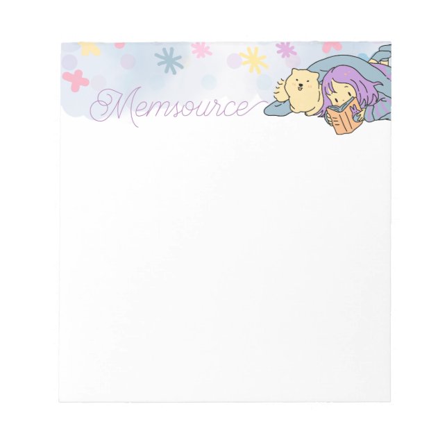 Bloc-note Cute Girl Personnalisée Cute Unicorn Couleur Nuage (Devant)