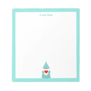 Bloc-note Cute Gnome avec cadre turquoise Simple