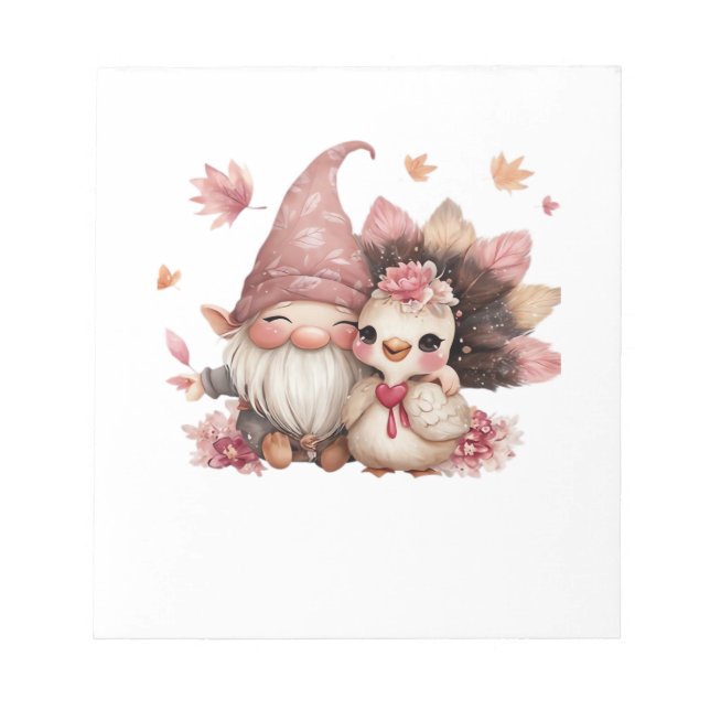 Bloc-note Cute Gnome de Thanksgiving avec Illustration de Di (Devant)
