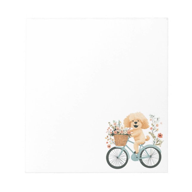 Bloc-note Cute Goldendoodle Chien Vélo Fleurs de printemps (Devant)