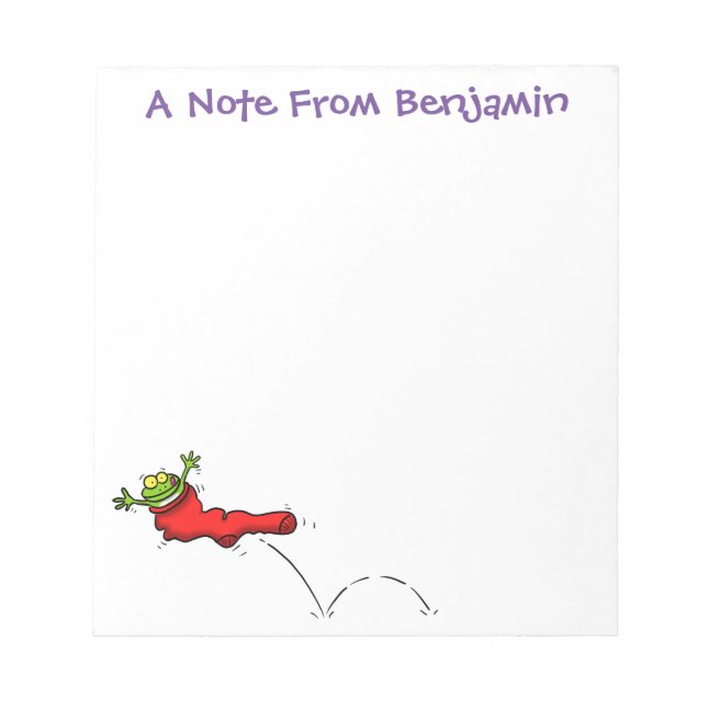 Bloc-note Cute grenouille dans une chaussette rouge saut de  (Devant)