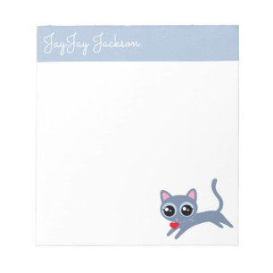 Bloc-note Cute Grey Kitty avec un coeur personnalisé