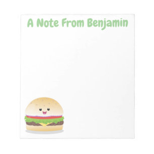 Bloc-note Cute happy kawaii hamburger cartoon