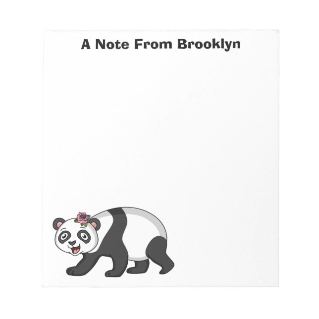 Bloc-note Cute happy panda bear with flower cartoon (Devant)