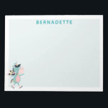Bloc-note Cute Ice Skating Unicorn Teal Pink Custom Name<br><div class="desc">This cute notepad features a whimsical winter ice skating unicorn in teal blue and pink. Personalize it with your name. Great gift idea.</div>