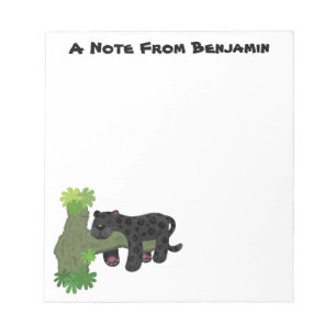 Bloc-note Cute jaguar black panther cat cartoon illustration
