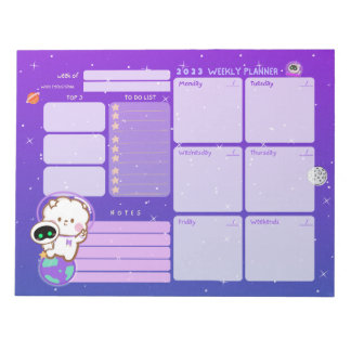 Bloc-note Cute Kawaii Astronaut Planificateur hebdomadaire n