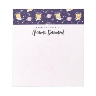 Bloc-note Cute Kitty Chat Astronauts Motif