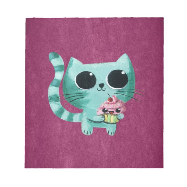 Bloc-note Cute Kitty Chat avec Kawaii Cupcake (Devant)