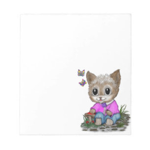 Bloc-note Cute Kitty Chat et Papillon