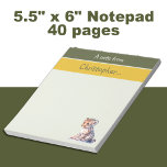 Bloc-note Cute léopard nom personnalisé enfants verts<br><div class="desc">Cet adorable bloc-notes de 5, 5 po x 6 po est parfait pour les enfants qui aiment faire leur marque ! Avec 40 pages, il présente un design léopard super mignon avec l’expression "A Note From", prêt à être personnalisé avec le nom de votre enfant. Qu’il s’agisse de noter des...</div>