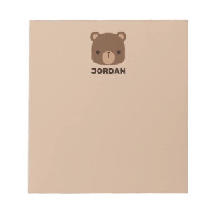 Bloc-note Cute Little Brown Bear with Personalized Name