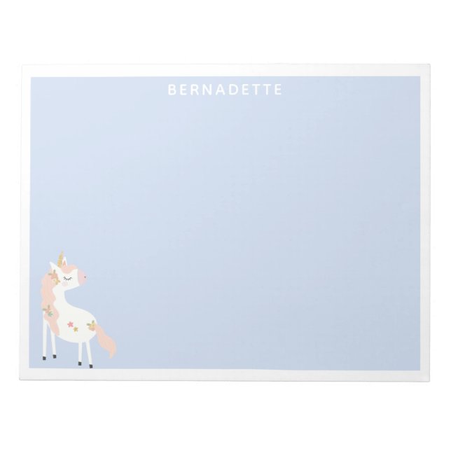 Bloc-note Cute Magique Unicorn Pastel Rose Purple Gold Nom (Devant)