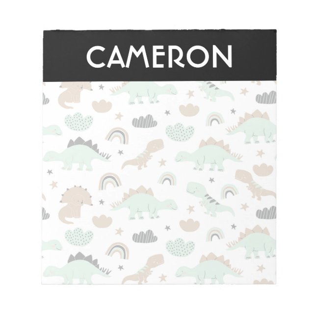 Bloc-note Cute Mint Green Dinosaur Motif (Devant)