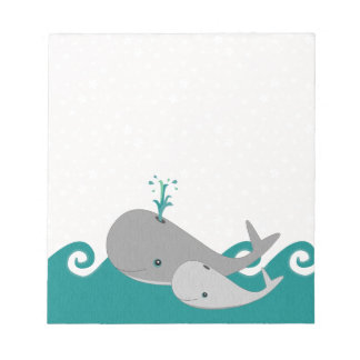 Bloc-note Cute Moma et Baby Whale sur les vagues