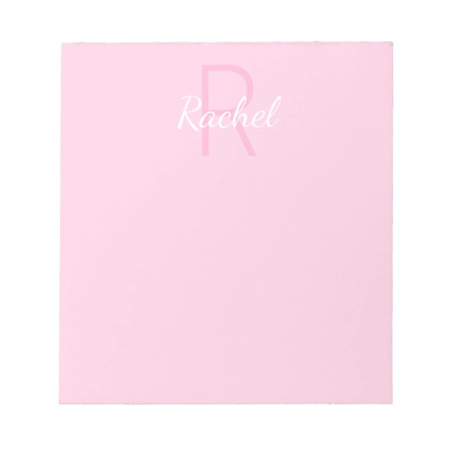 Bloc-note Cute Monogrammed Girl's Name | Pink & White (Devant)
