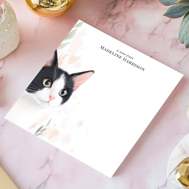 Bloc-note Cute Noir et Blanc Tuxedo Chat Nom personnalisé (Créateur téléchargé)