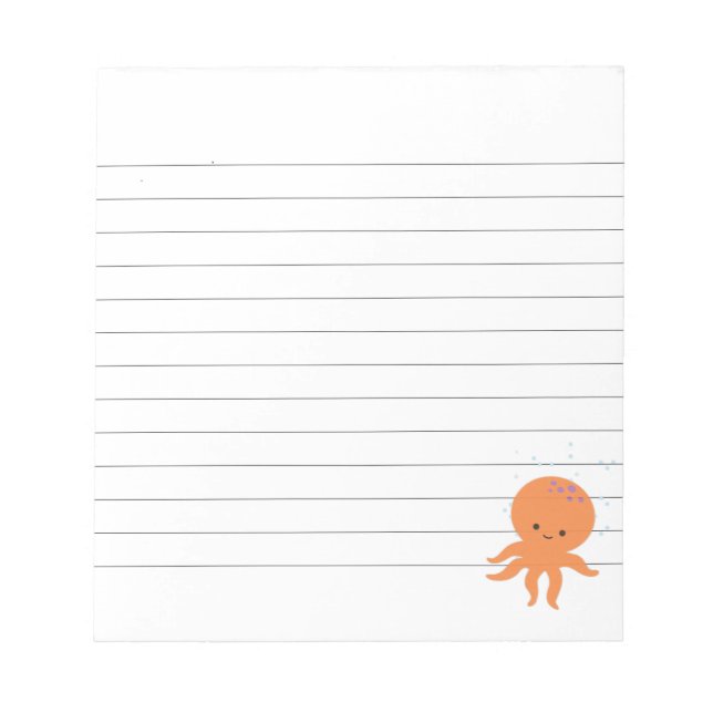Bloc-note Cute Octopus Cartoon Lined (Devant)