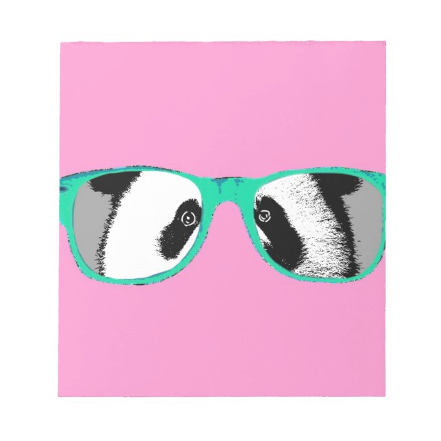 Bloc-note Cute Panda Bear dans les lunettes Funny tendance p (Devant)