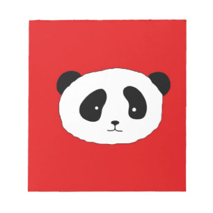 Bloc-note Cute Panda Face motif rouge