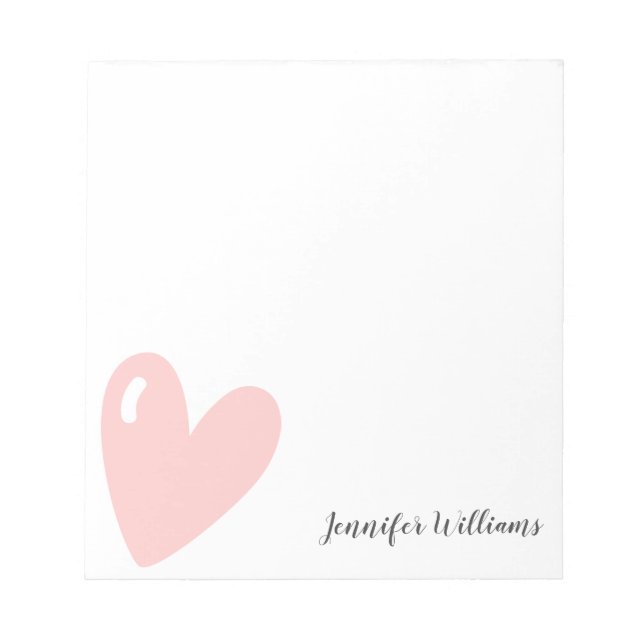 Bloc-note Cute Pastel Pink Hearts Simple Feminine Custom (Devant)