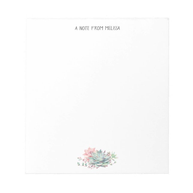 Bloc-note Cute Pink Green Succulents Personalized  (Devant)