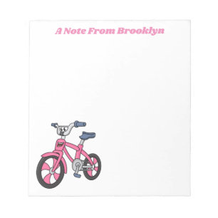Bloc-note Cute pink kids bicycle cartoon illustration