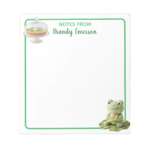Bloc-note Cute Plush Frog tenant une tarte au citron vert Pe
