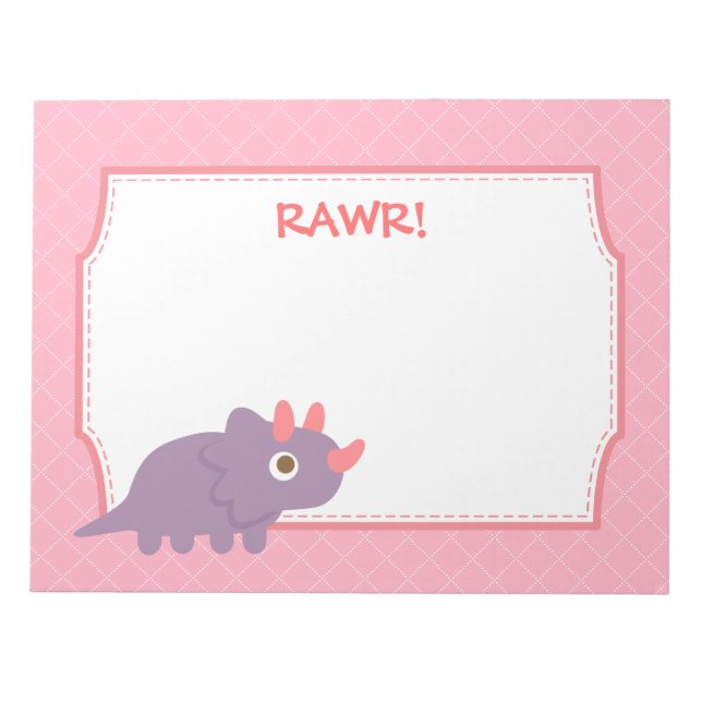 Bloc-note Cute Purple triceratops dinosaure pour enfants (Devant)