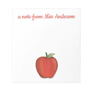 Bloc-note Cute Red Apple Simple Enseignant Classe Whimsical