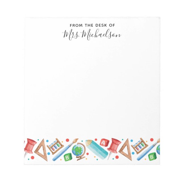 Bloc-note Cute Retour à l'école Crayon Globe enseignant (Devant)