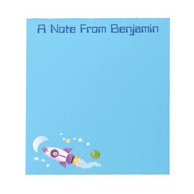 Bloc-note Cute rocket ship in space cartoon illustration (Devant)