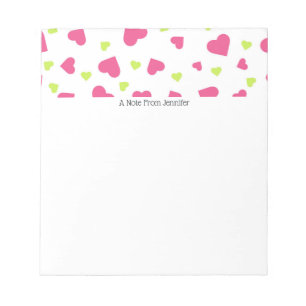 Bloc-note Cute rose et vert Tumbling Hearts Motif