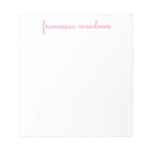 Bloc-note Cute Rose Simple Script Personnalisé Stationnel