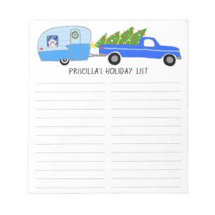 Bloc-note Cute RV Christmas Camper Trailer Grocery Shopping