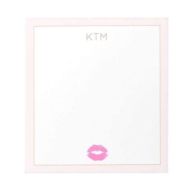 Bloc-note Cute Simple Pink Kiss Monogram (Devant)