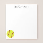 Bloc-note Cute Softball Personnalisé<br><div class="desc">Un bloc-notes mignon,  avec une police de script de calligraphie moderne. Le style de police et la couleur peuvent être modifiés à l'aide des outils de modèle en ligne.</div>